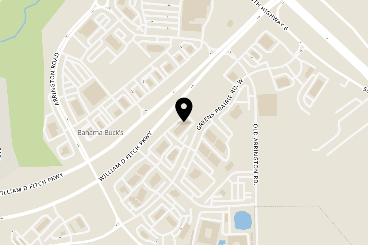 Map showing the location of G's Southside Italian Cafe on 910 William D. Fitch Pkwy Ste 100 in College Station